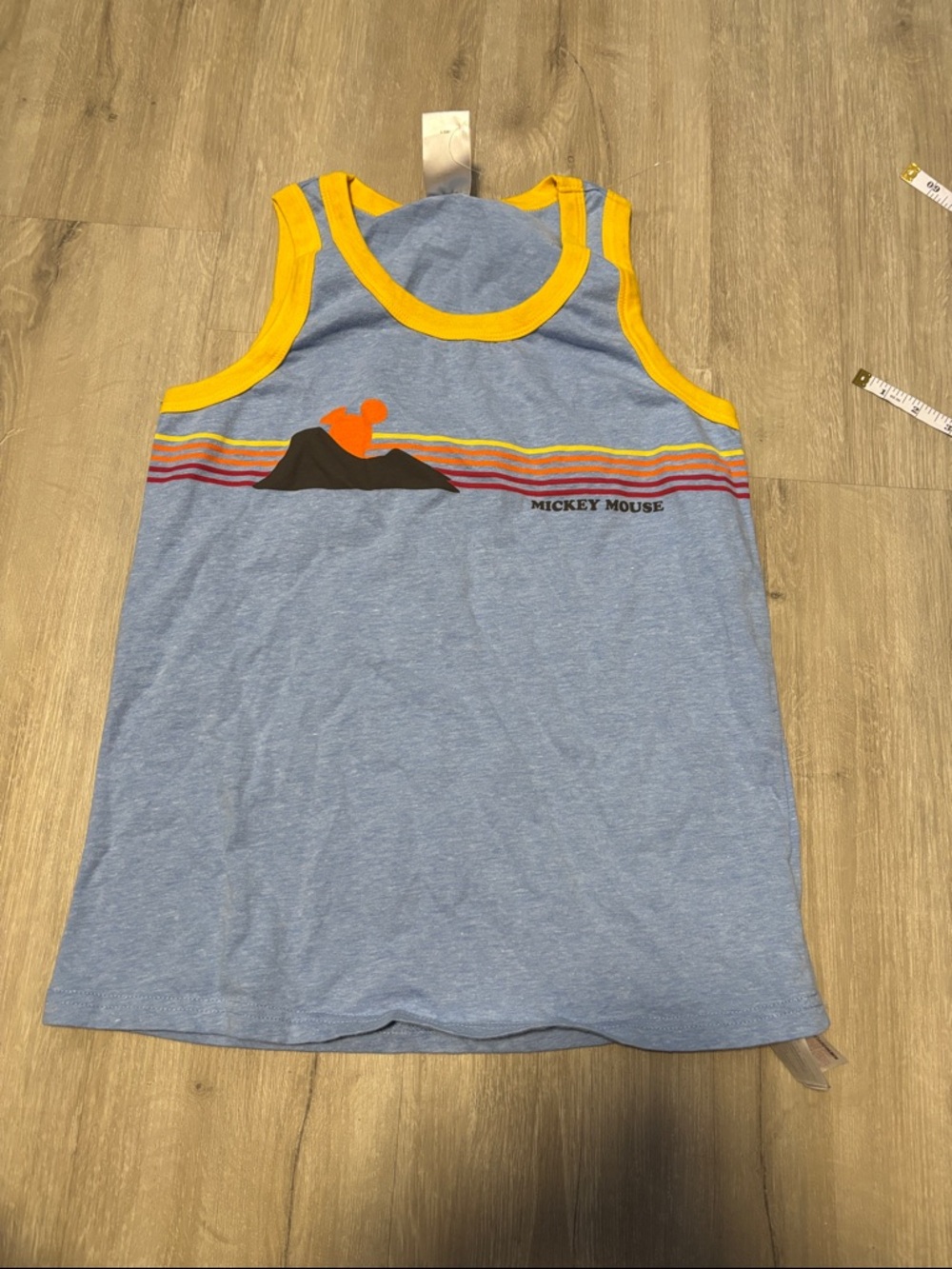 Disney Light Blue Tank with Yellow Trim and Multicolor Stripe